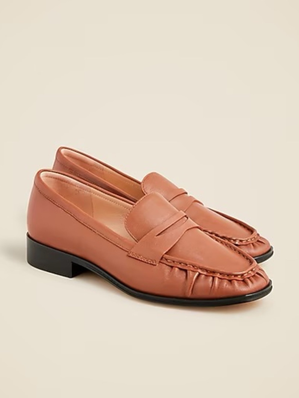 J. Crew Maison RUCHED loafers in cognac leather BRAND NEW IN BOX